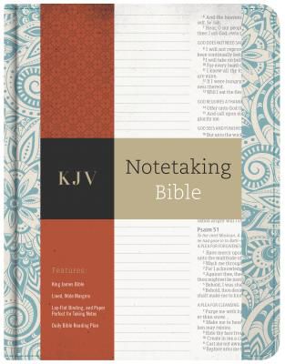 KJV Notetaking Bible, Blue Floral Cloth Over Board Hardcover
