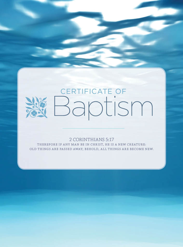 Baptism – Water and Clouds Folded Certificate (Pkg 6)