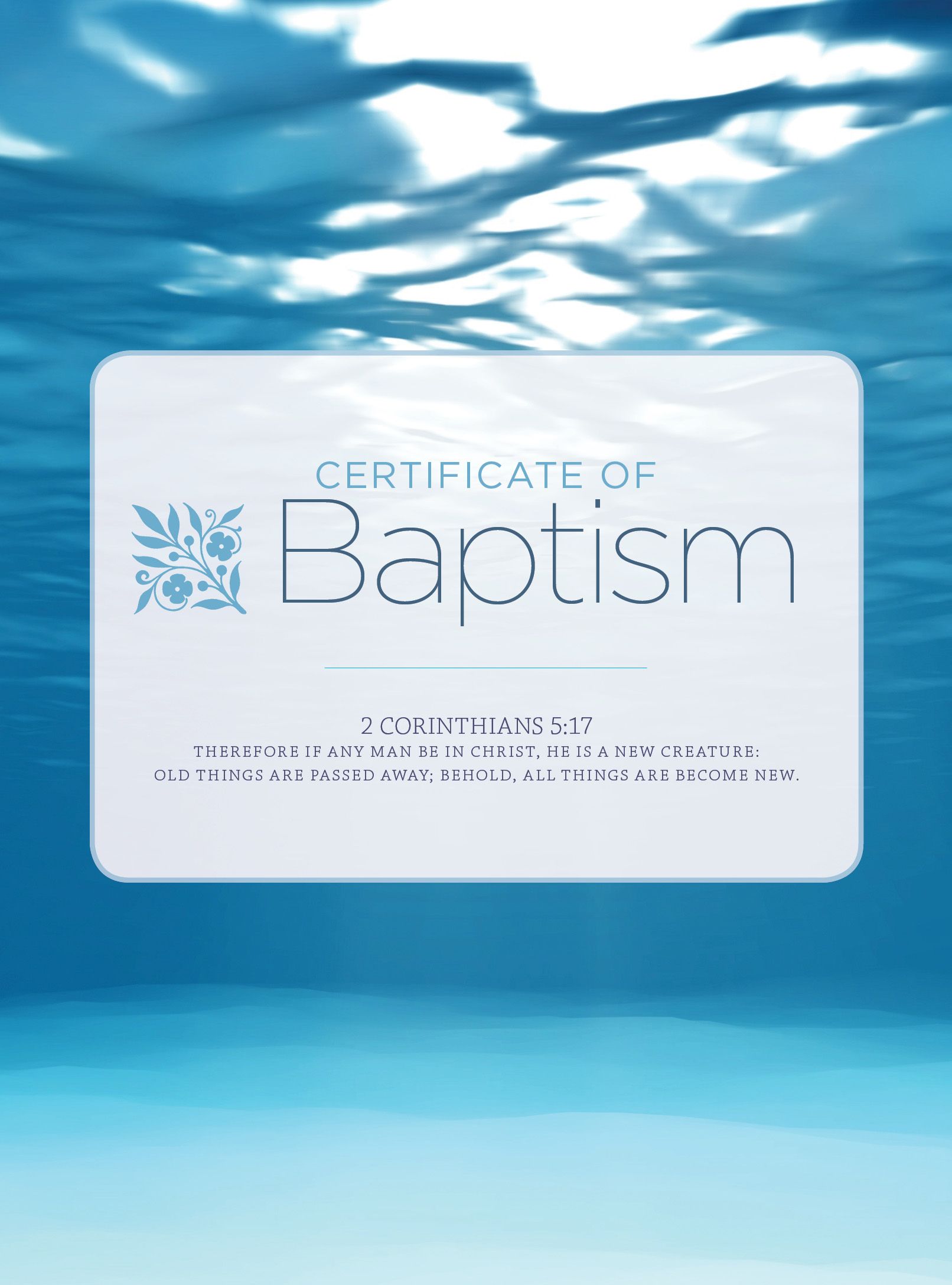 Baptism - Water and Clouds Folded Certificate (Pkg 25) - B&H Publishing With Christian Baptism Certificate Template