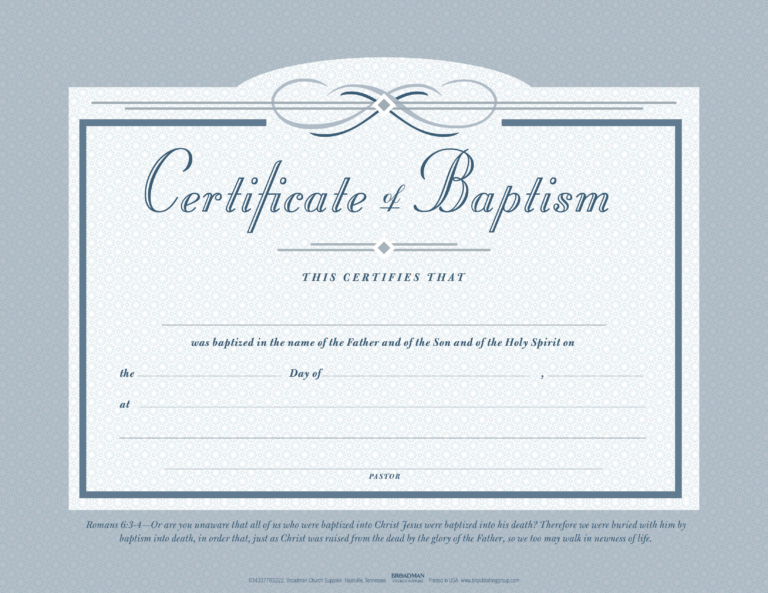 Baptism Flat Certificate (Pkg 6)