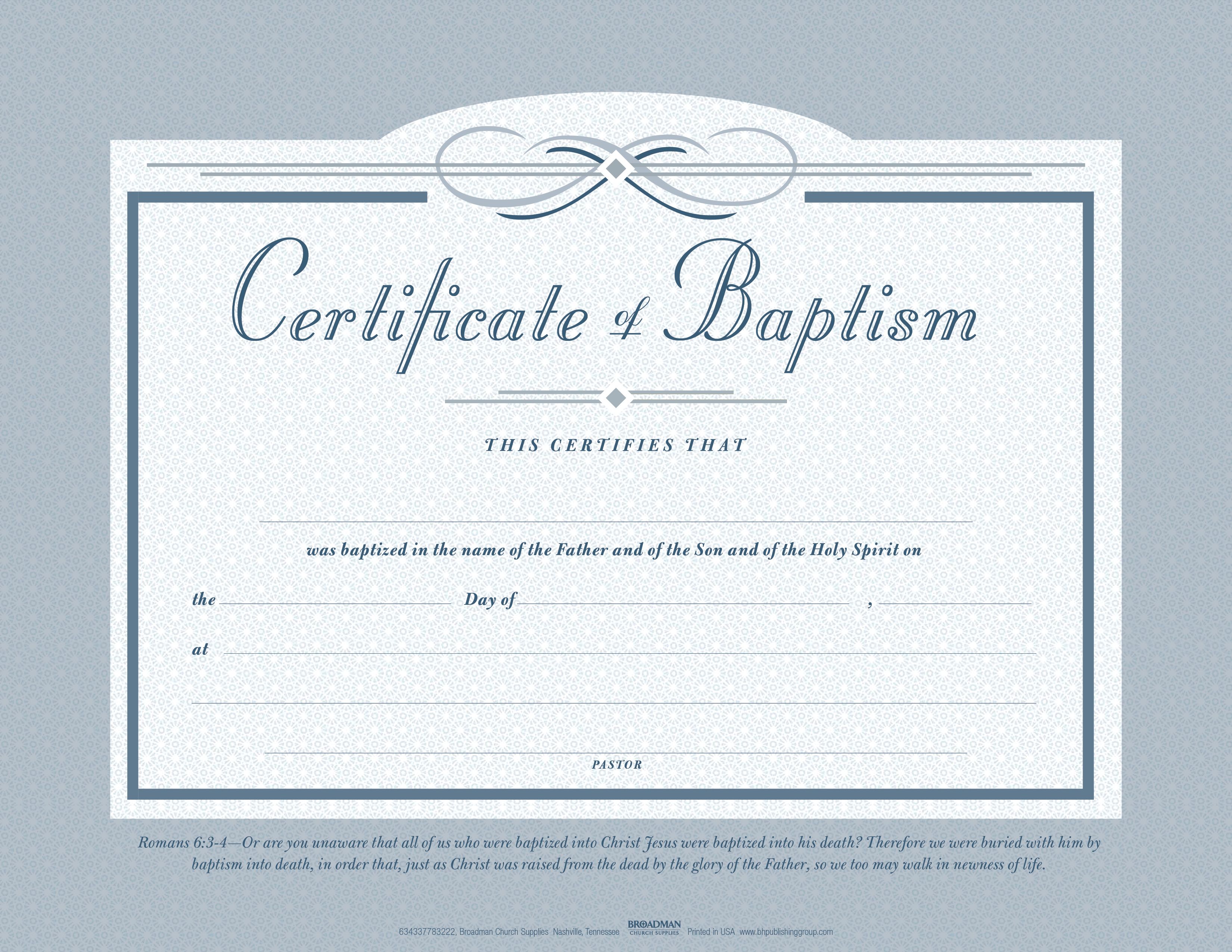 Baptism Flat Certificate (Pkg 22) - B&H Publishing Throughout Christian Baptism Certificate Template