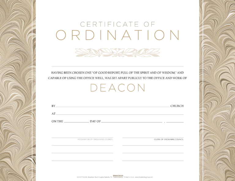 Deacon Ordination Flat Certificate (Pkg 6)