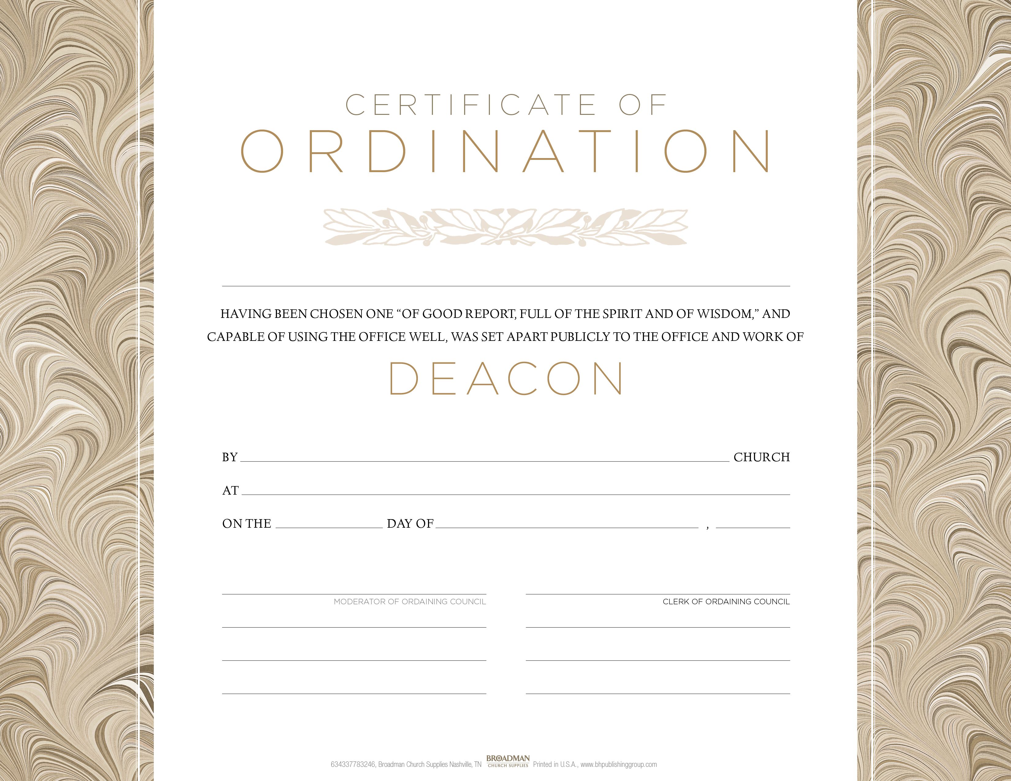 Free Ordination Certificate Template