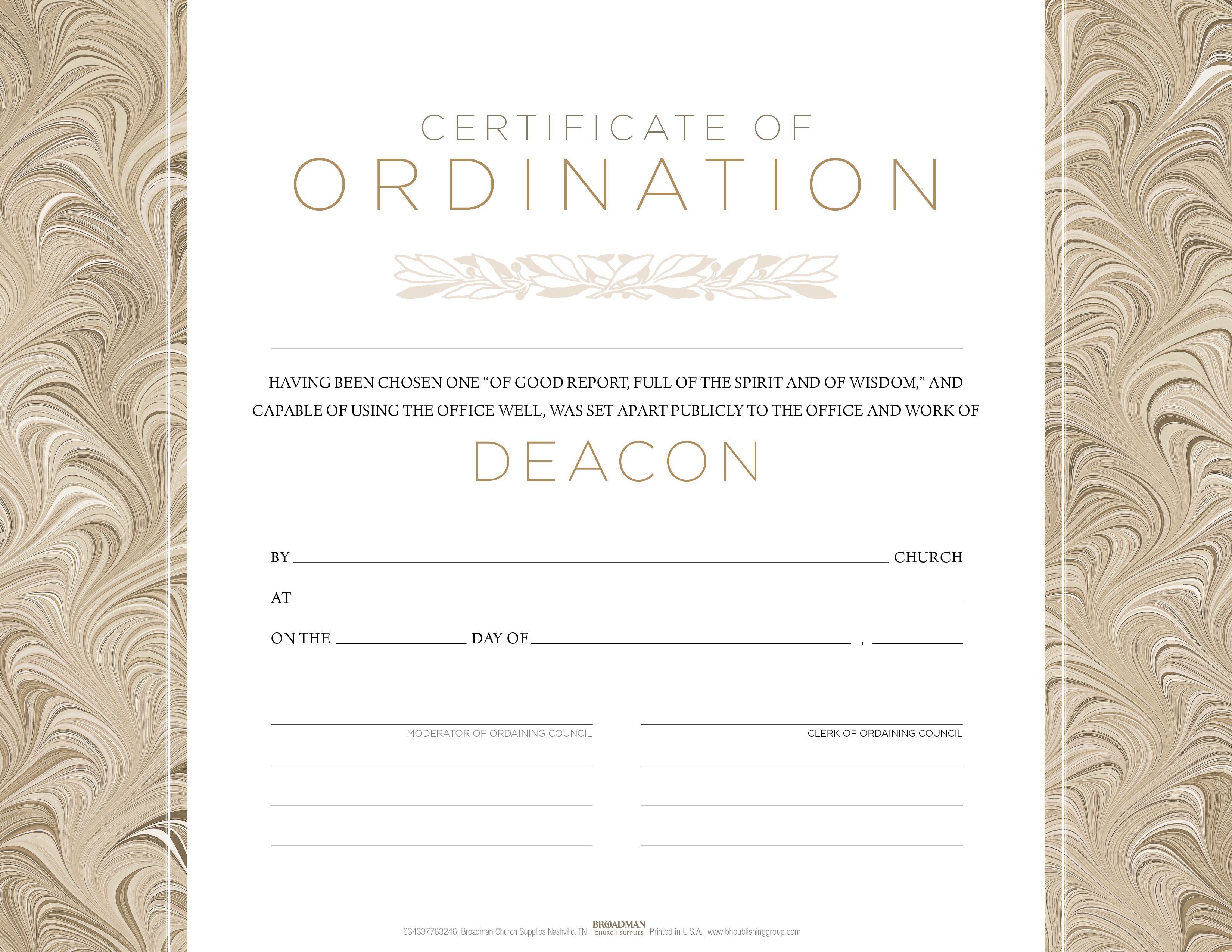 Sample Of Deacon Ordination Certificate