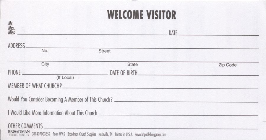 Visitor’s card, form WV-5