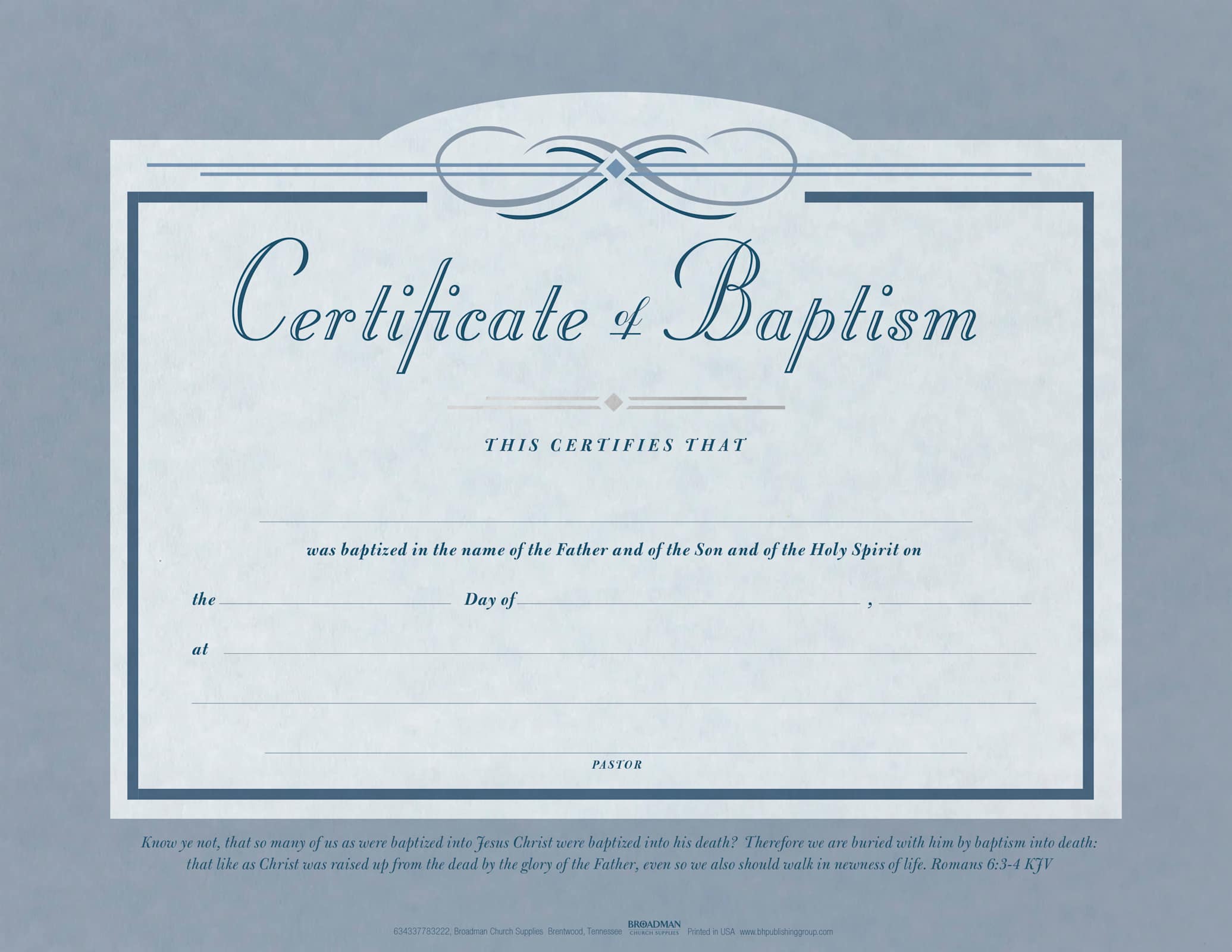 Certificate of Baptism - Flat (Package of 6) - B\u0026H Publishing, image size:2071x1600